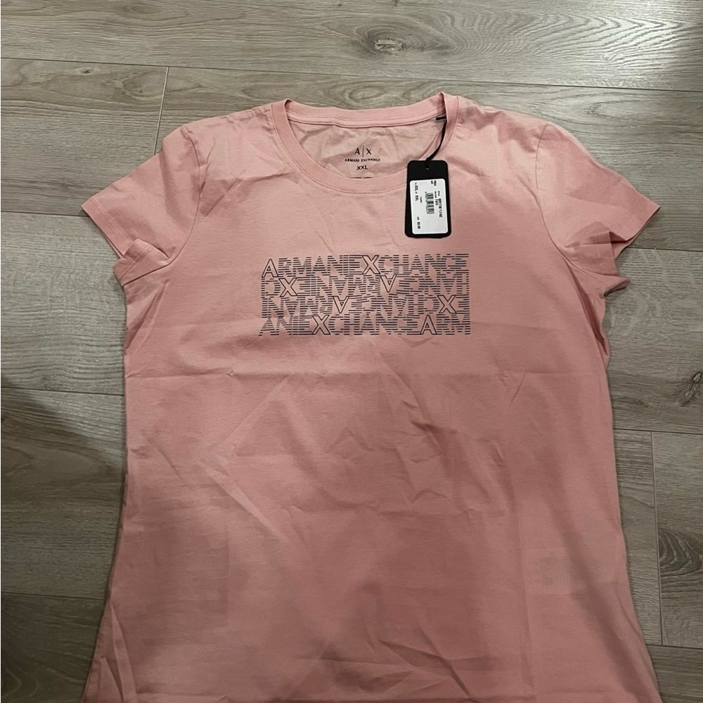 Armani Exchange Light Pink Graphic Tee